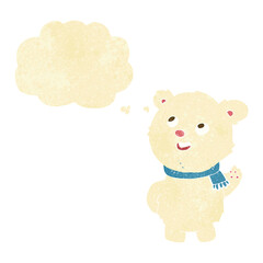 cartoon cute polar bear cub with thought bubble