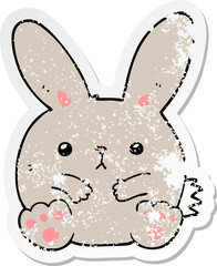 distressed sticker of a cartoon rabbit