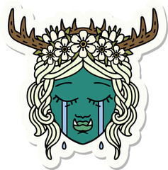 sad half orc druid character face sticker