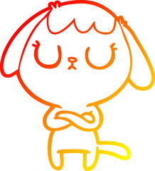warm gradient line drawing cute cartoon dog