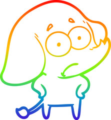 rainbow gradient line drawing cartoon unsure elephant