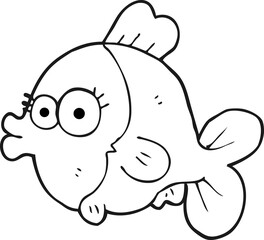 funny black and white cartoon fish with big pretty eyes