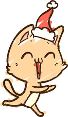 Christmas Kitten Chalk Drawing