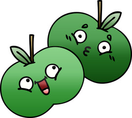 gradient shaded cartoon apples