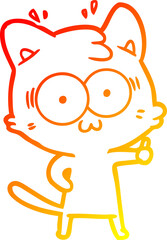 warm gradient line drawing cartoon surprised cat