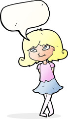 cartoon clever girl with speech bubble