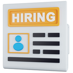 3D Icon Illustration NewsPaper Hiring