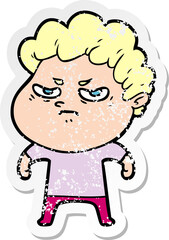 Fototapeta premium distressed sticker of a cartoon angry man