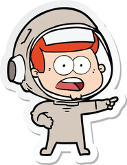 sticker of a cartoon surprised astronaut
