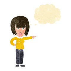 cartoon pointing annoyed woman with thought bubble