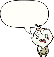 cartoon zombie and speech bubble