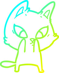 cold gradient line drawing confused cartoon cat