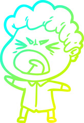 cold gradient line drawing cartoon furious man