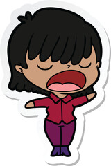 sticker of a cartoon woman talking loudly