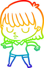 rainbow gradient line drawing cartoon woman