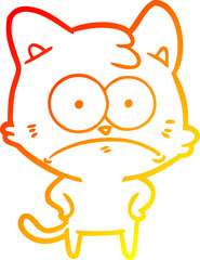 warm gradient line drawing cartoon nervous cat