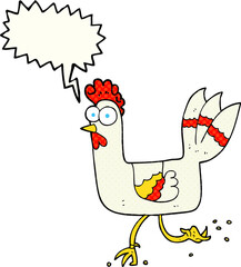 comic book speech bubble cartoon chicken running