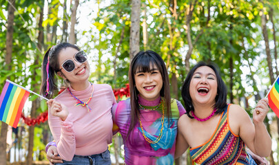 LGBTQIA Asian gay Supporters of the LGBTQ community. people having fun at LGBT pride parade. Gender Spectrum.