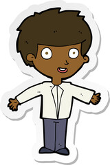 sticker of a cartoon happy boy