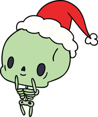 christmas cartoon of kawaii skeleton