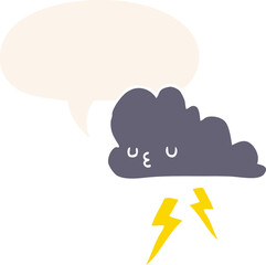 cartoon storm cloud and speech bubble in retro style