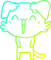cold gradient line drawing happy little dog cartoon