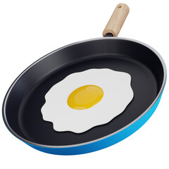 3D Icon Illustration Frying Pan Is Cooking Eggs