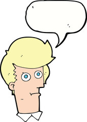 cartoon staring face with speech bubble
