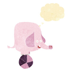 cartoon circus elephant with thought bubble