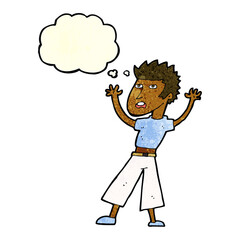 cartoon man panicking with thought bubble