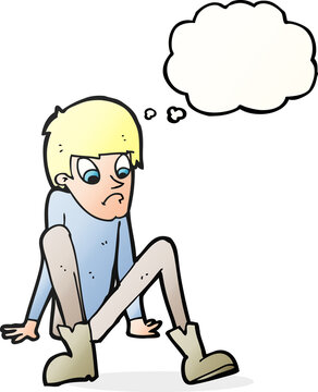 recommend clip art: cartoon boy sitting on floor with thought bubble