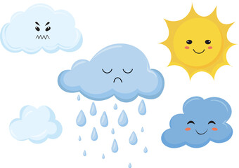 weather characters in flat style isolated vector