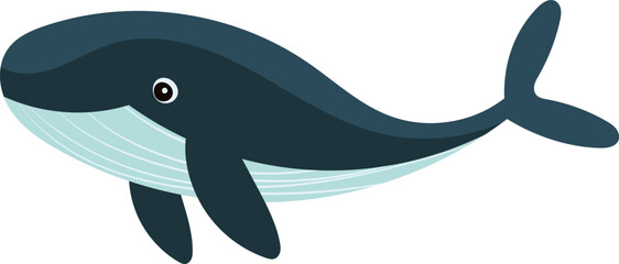 blue whale in flat style isolated vector