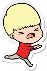 sticker of a cartoon stressed man