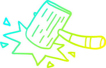 cold gradient line drawing cartoon mallet