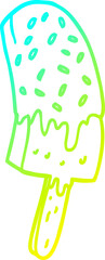 cold gradient line drawing cartoon ice cream lolly