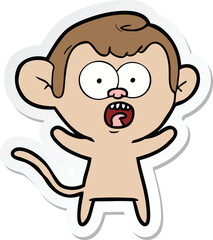 sticker of a cartoon shocked monkey