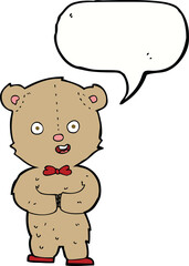 Obraz na płótnie Canvas cartoon teddy bear with speech bubble