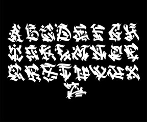 Graffiti alphabet font .calligraphy ghotic font. Vektor design illustration