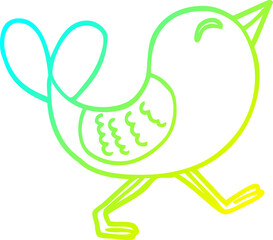 cold gradient line drawing cartoon bluebird