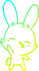 Obraz premium cold gradient line drawing curious waving bunny cartoon