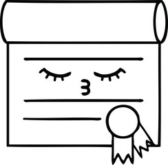line drawing cartoon certificate