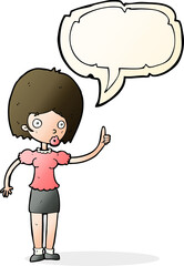 cartoon woman with idea with speech bubble