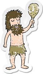 retro distressed sticker of a cartoon cave man