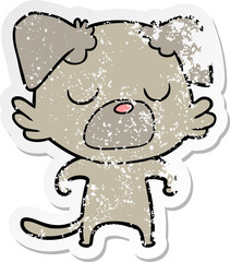 distressed sticker of a cartoon dog