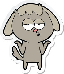 sticker of a cartoon bored dog