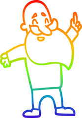 rainbow gradient line drawing cartoon bearded man