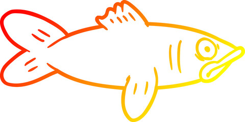 warm gradient line drawing cartoon fish