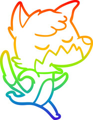 rainbow gradient line drawing friendly cartoon fox