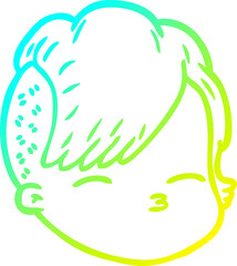 cold gradient line drawing cartoon female face
